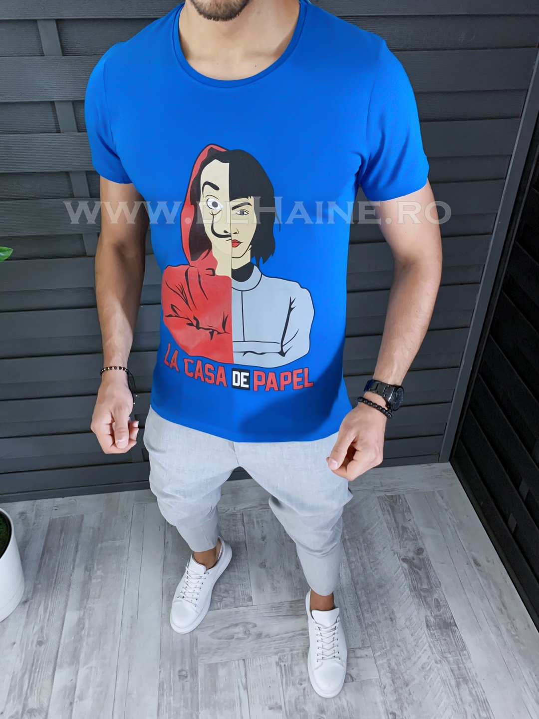 Tricou barbati slim fit albastru b1278 i1-5